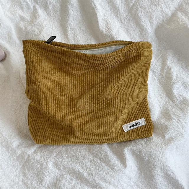 Chic Corduroy Travel Cosmetic Bag